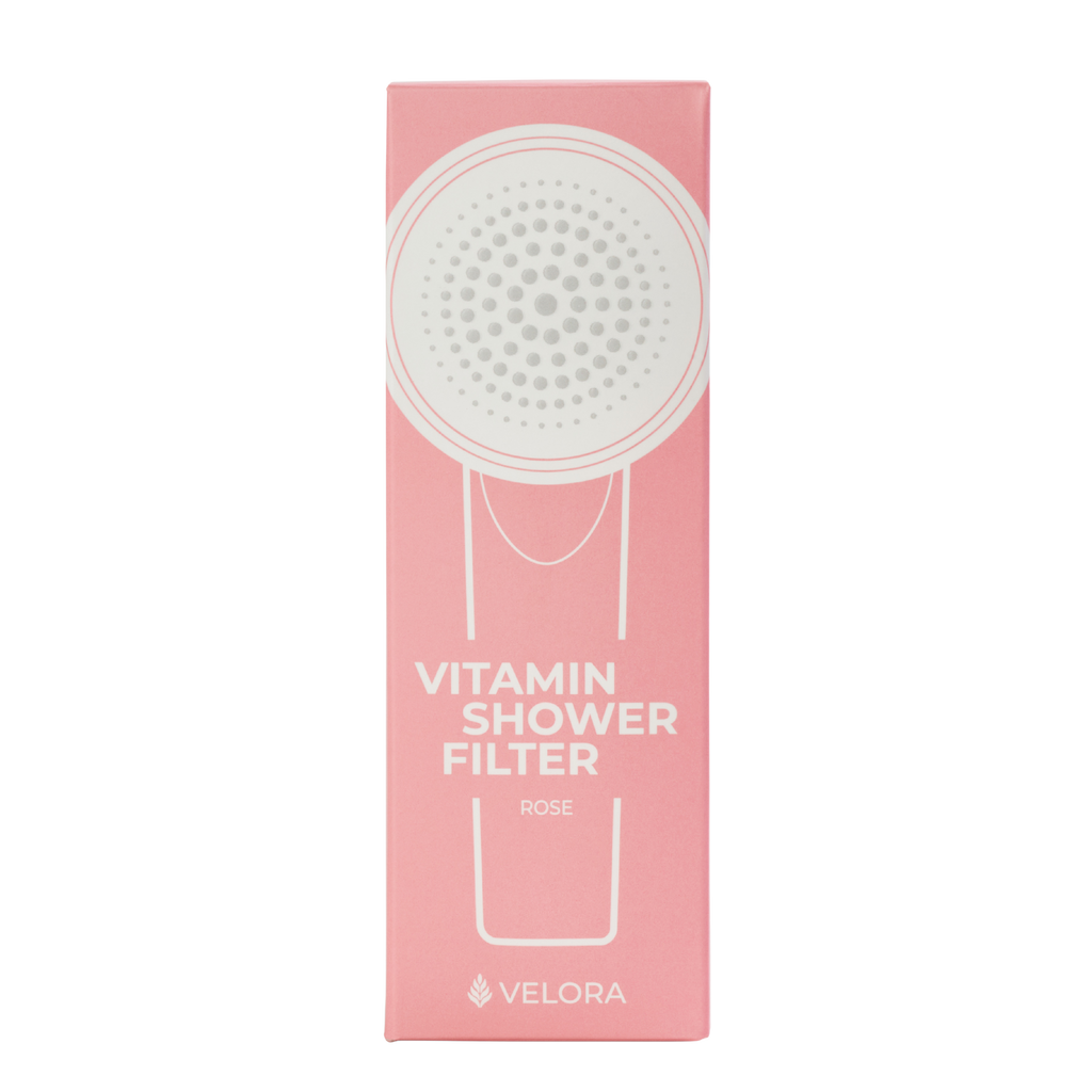 VELORA Vitamin C Shower Filter – Rose Aromatherapy Water Softener for Skin & Hair