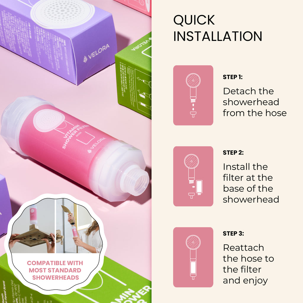 VELORA Vitamin C Shower Filter – Rose