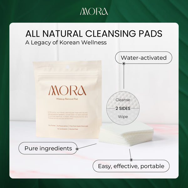 MORA Makeup Removal Pads – Standing Pouch (Ivory, 30 Pads)