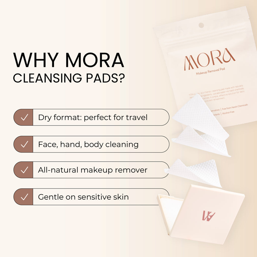 MORA Makeup Removal Pads – Standing Pouch (Ivory, 30 Pads)