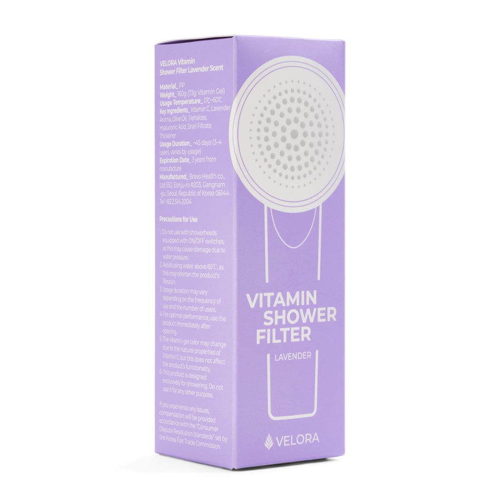 VELORA Vitamin C Shower Filter – Levender Aromatherapy Water Softener for Skin & Hair