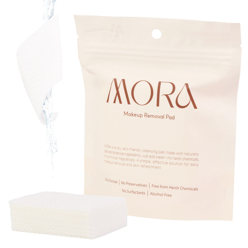 MORA Makeup Removal Pads – Standing Pouch (Ivory, 30 Pads)