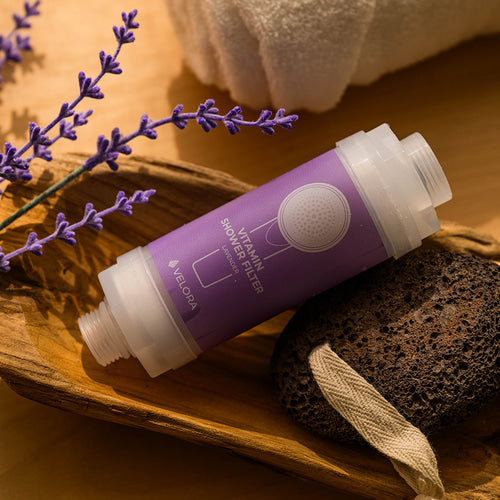 VELORA Vitamin C Shower Filter – Levender Aromatherapy Water Softener for Skin & Hair